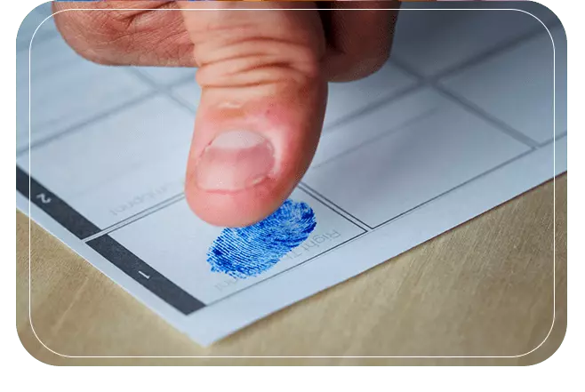 A document shows a fingerprint of thumb